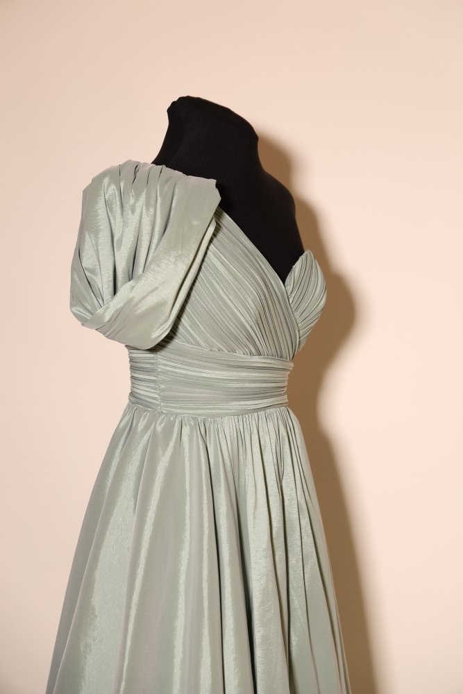 Second - Hand Satin - Tüllkleid mit Herzausschnitt und Schlitz, mint - Dein Kleiderladen