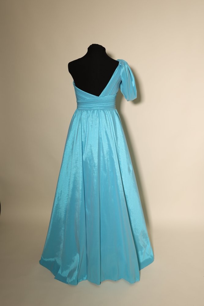 Second - Hand Satin - Tüllkleid mit Herzausschnitt und Schlitz, türkis - Dein Kleiderladen