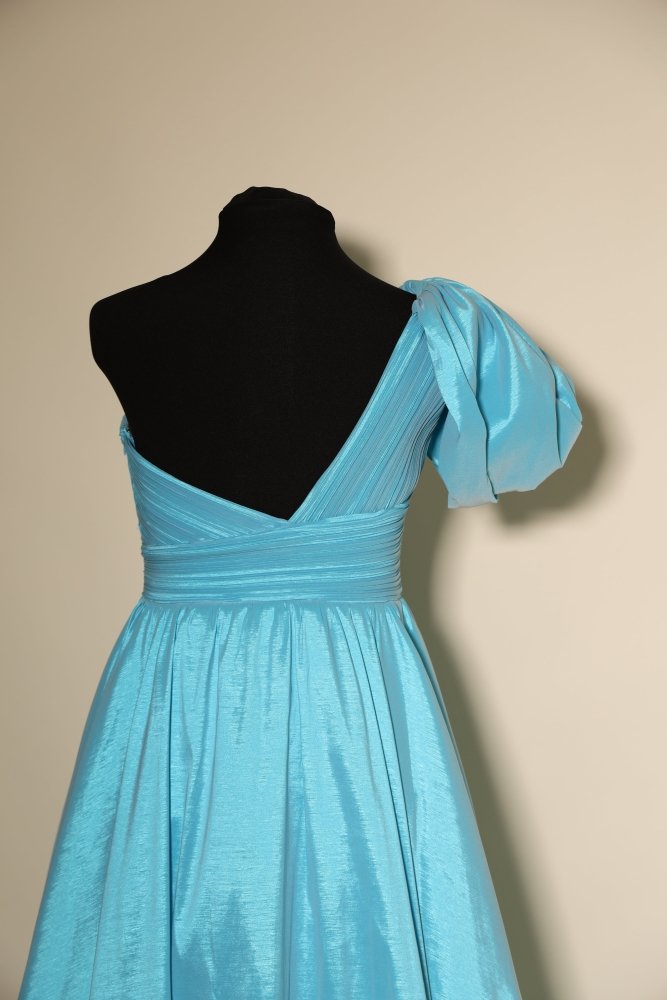 Second - Hand Satin - Tüllkleid mit Herzausschnitt und Schlitz, türkis - Dein Kleiderladen