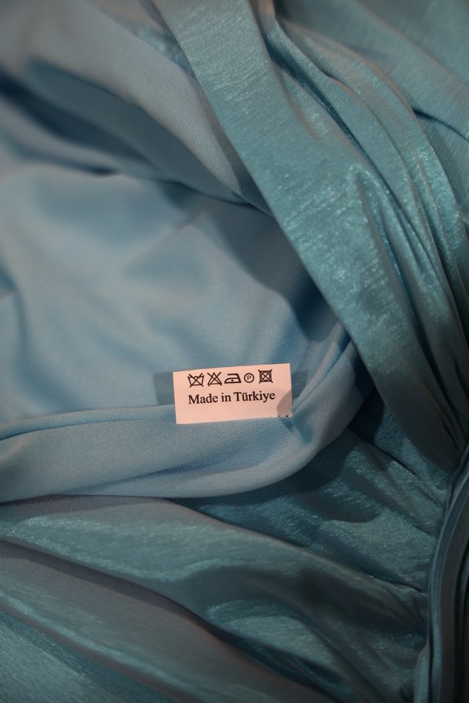 Second - Hand Satin - Tüllkleid mit Herzausschnitt und Schlitz, türkis - Dein Kleiderladen