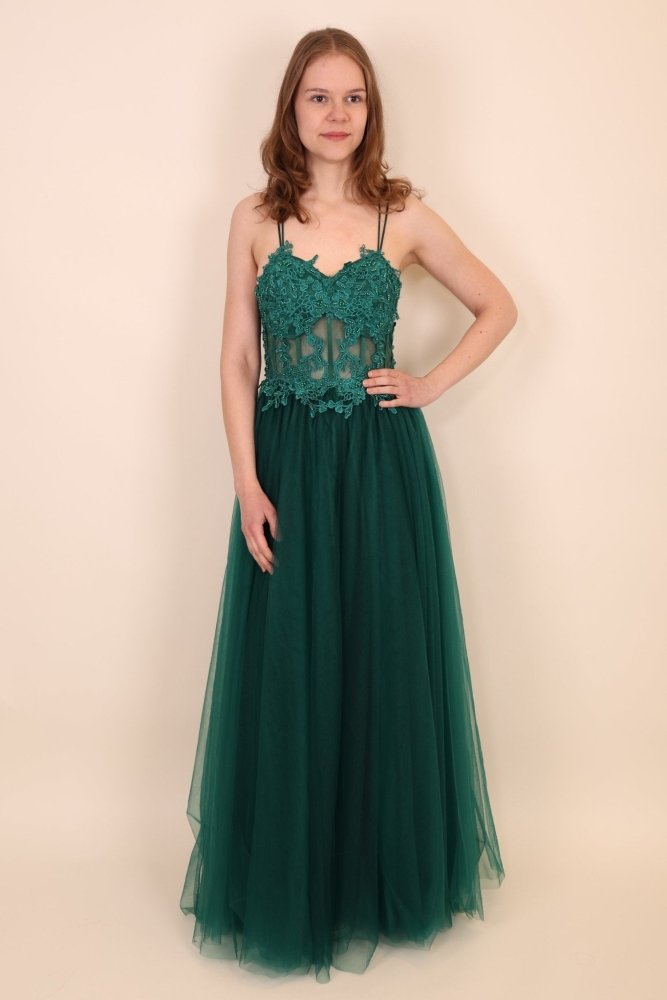 Tüllkleid mit Korsett, dunkelgrün - Dein Kleiderladen