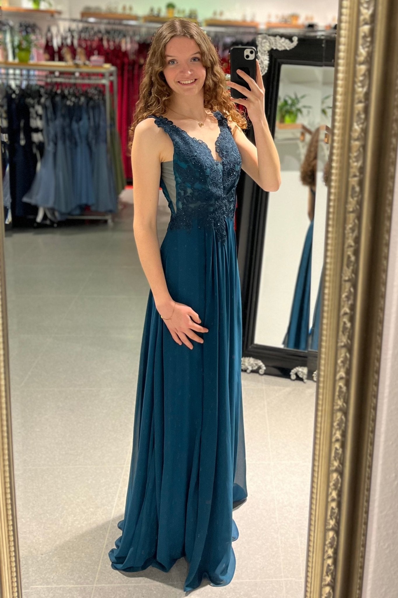 Abendkleid Alina, petrol - Dein Kleiderladen