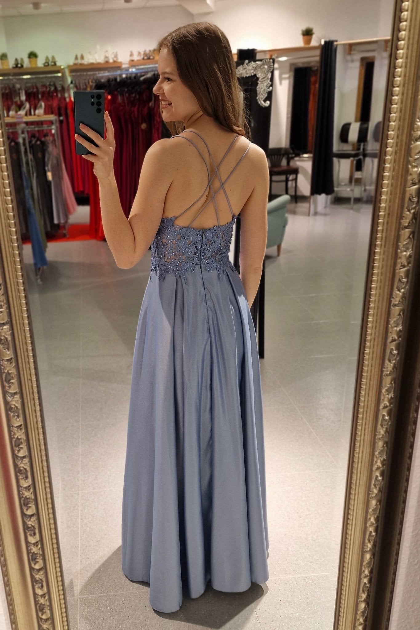 Abendkleid, graublau - Dein Kleiderladen