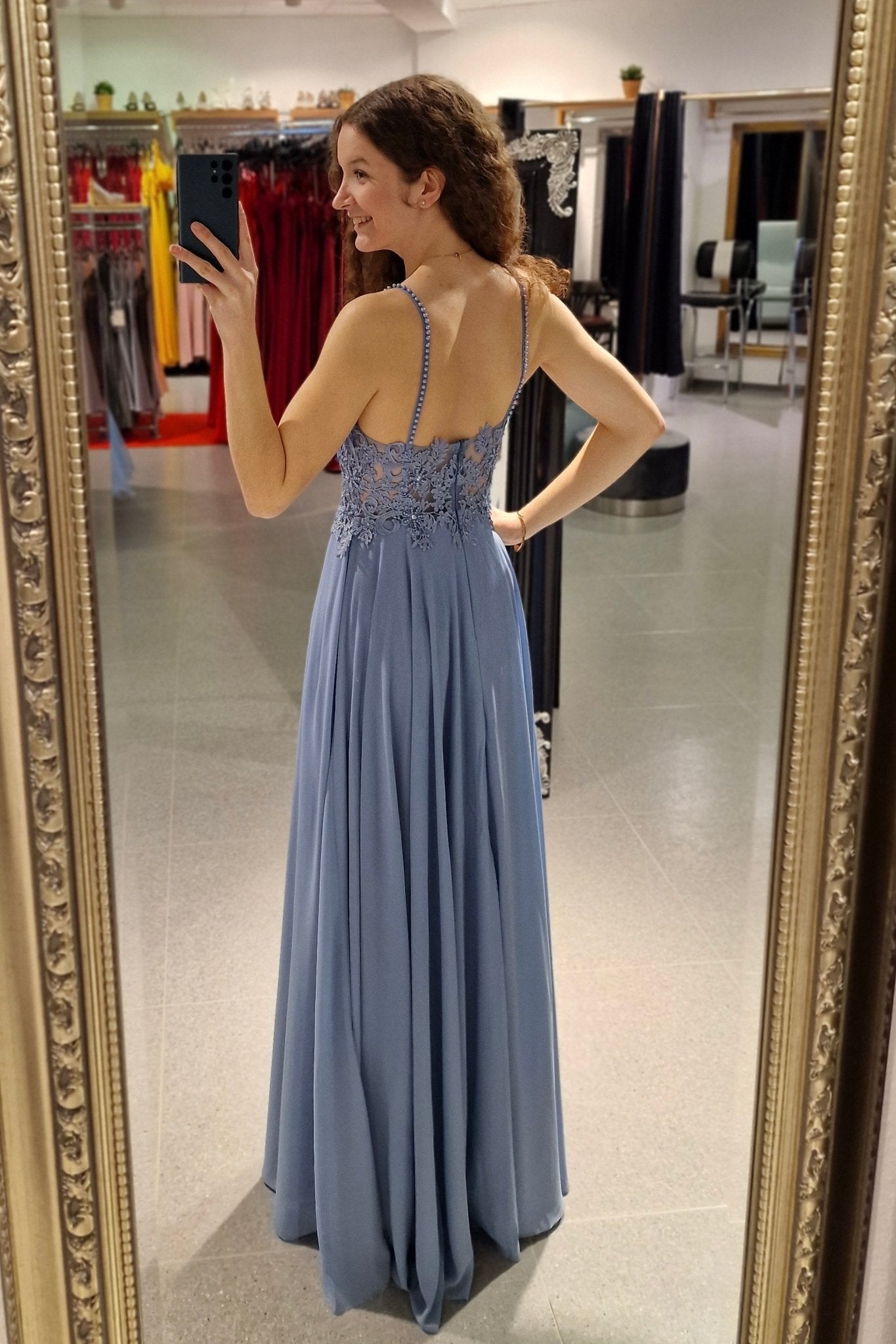 Abendkleid mit Korsettoptik, hellblau - Dein Kleiderladen