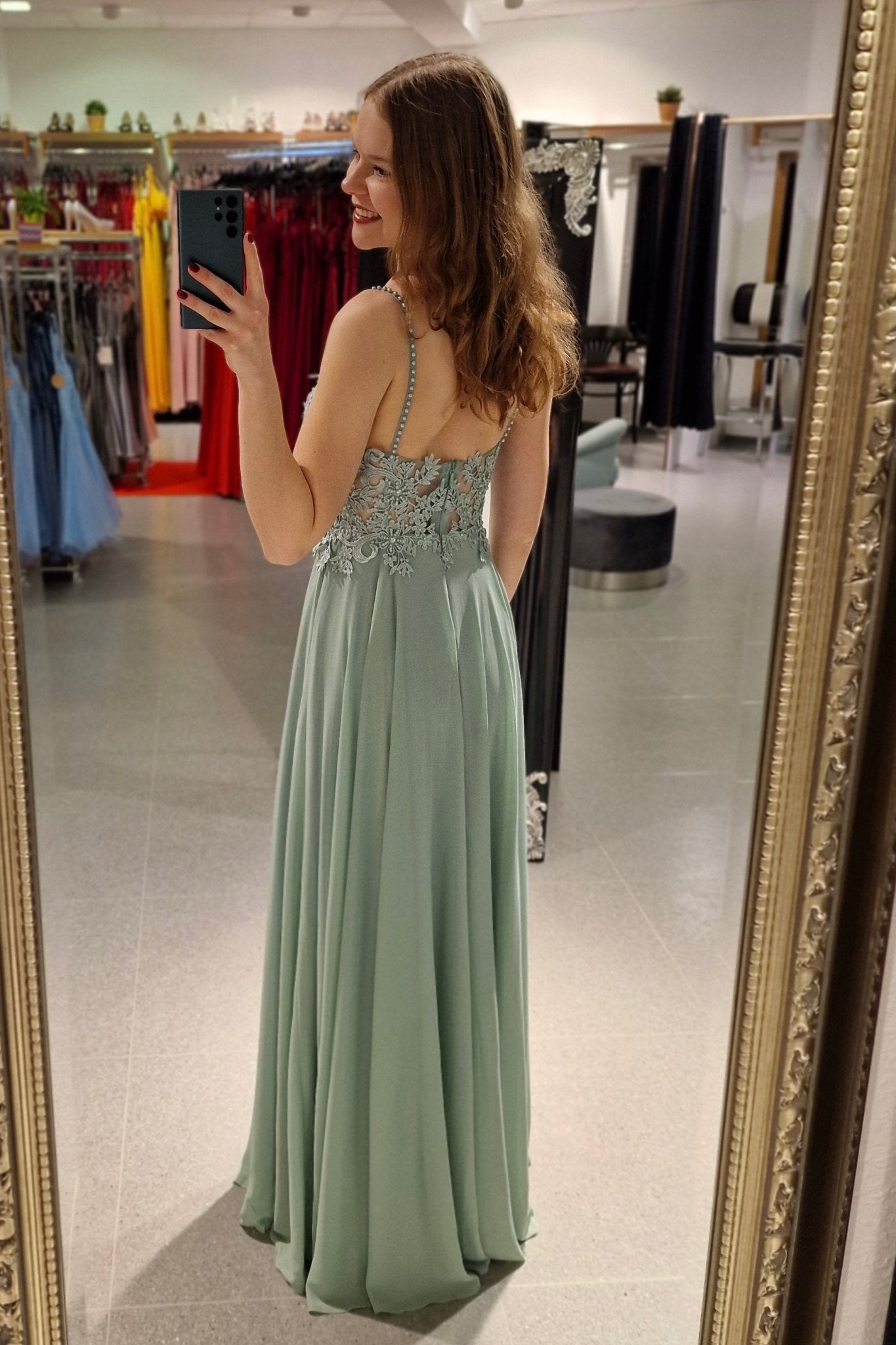 Abendkleid mit Korsettoptik, mint - Dein Kleiderladen