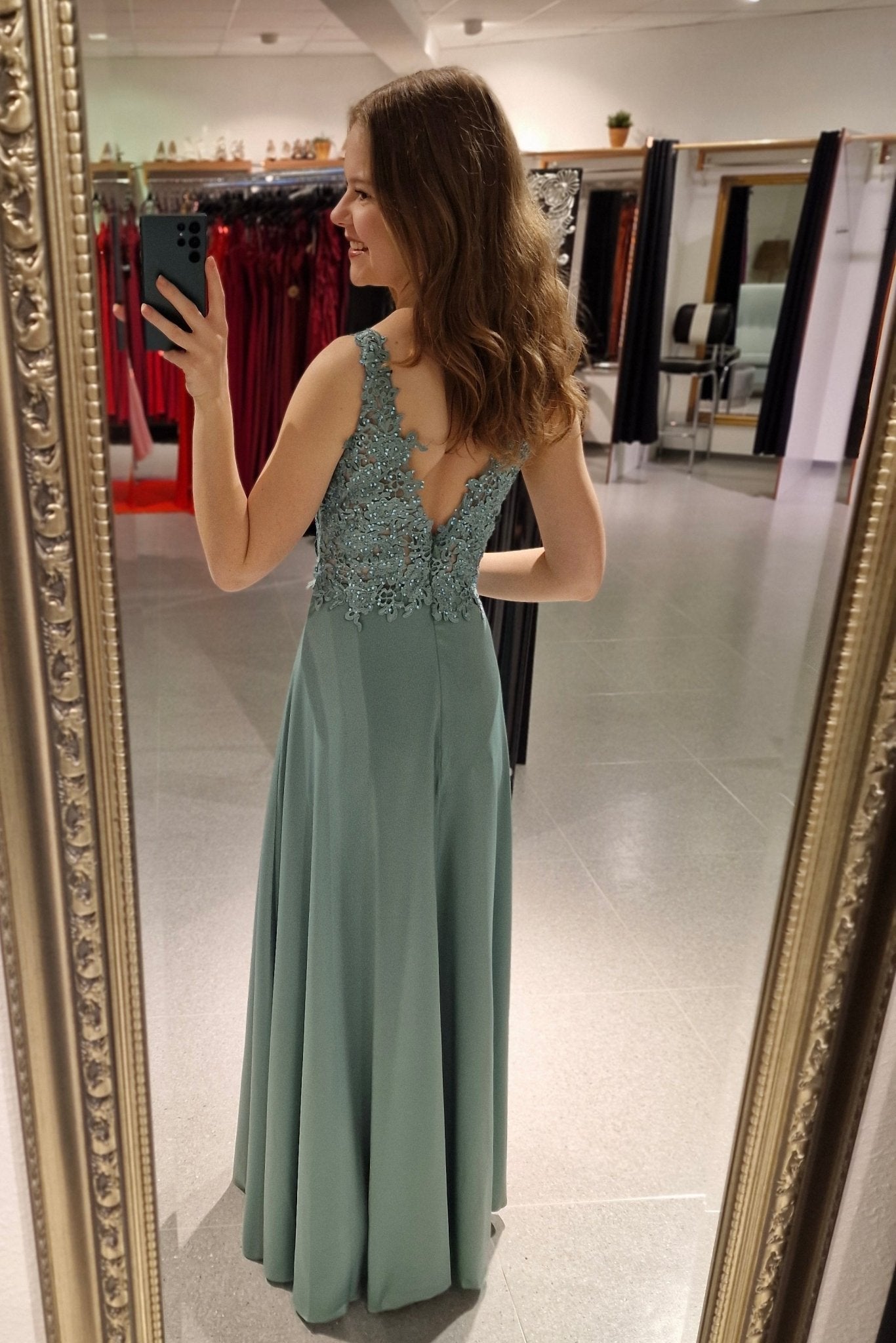 Abendkleid mit Spitze, mint - Dein Kleiderladen