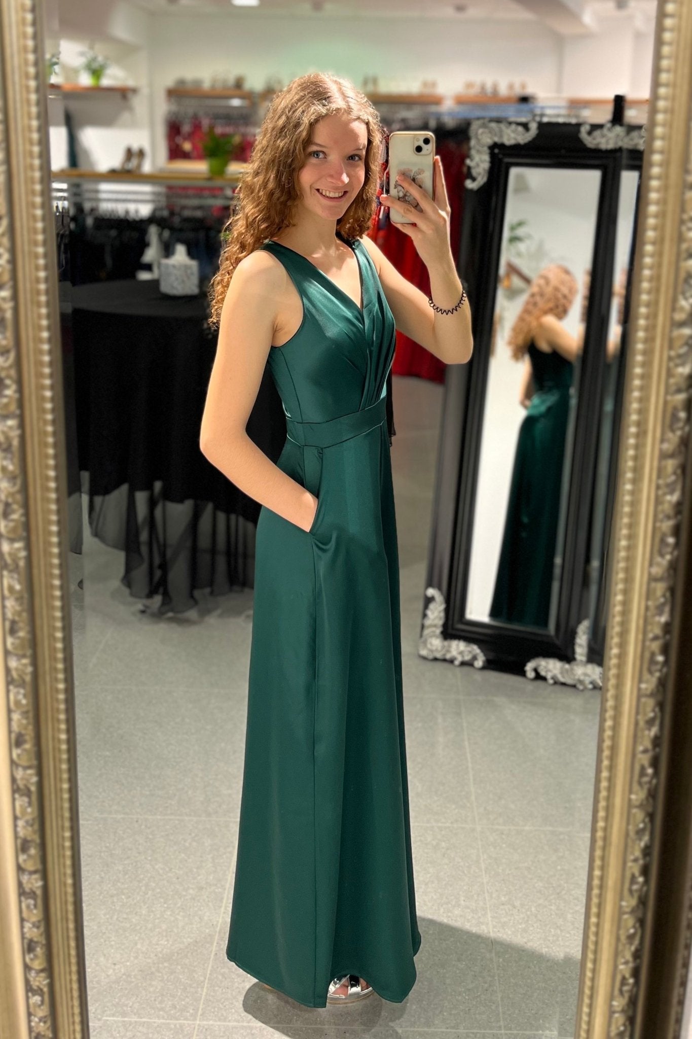 Satin-Jumpsuit dunkelgrün - Dein Kleiderladen