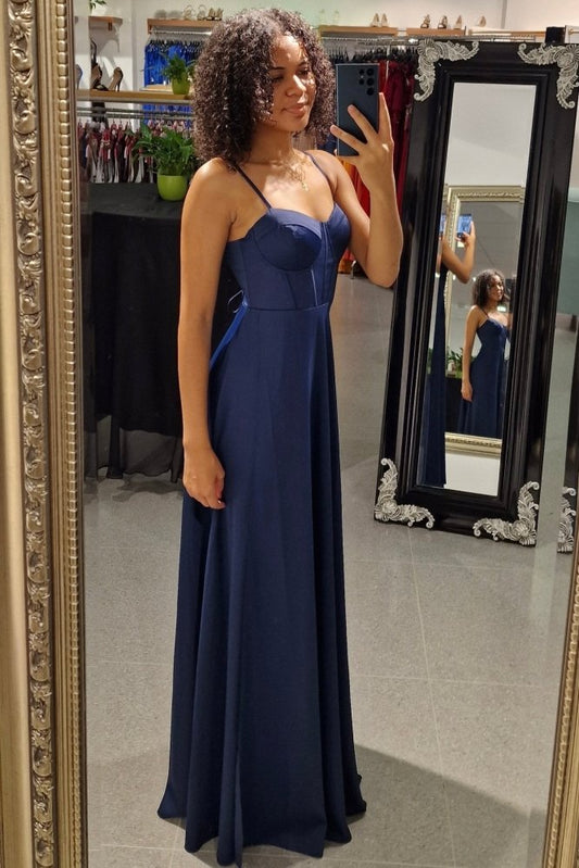Ballkleid mit Corsage, marineblau - Dein Kleiderladen