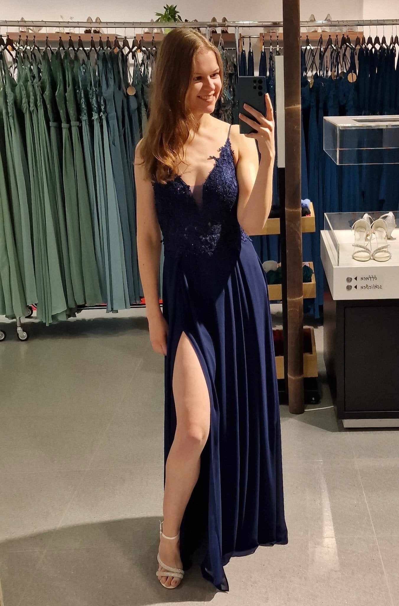 elegantes Ballkleid, marineblau - Dein Kleiderladen