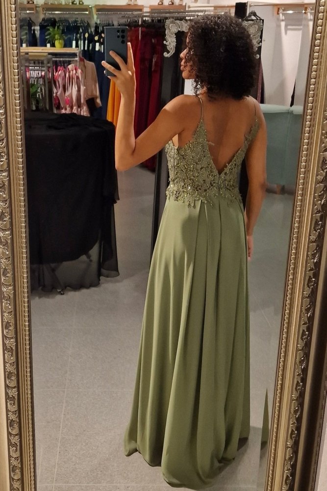 elegantes Ballkleid, oliv - Dein Kleiderladen