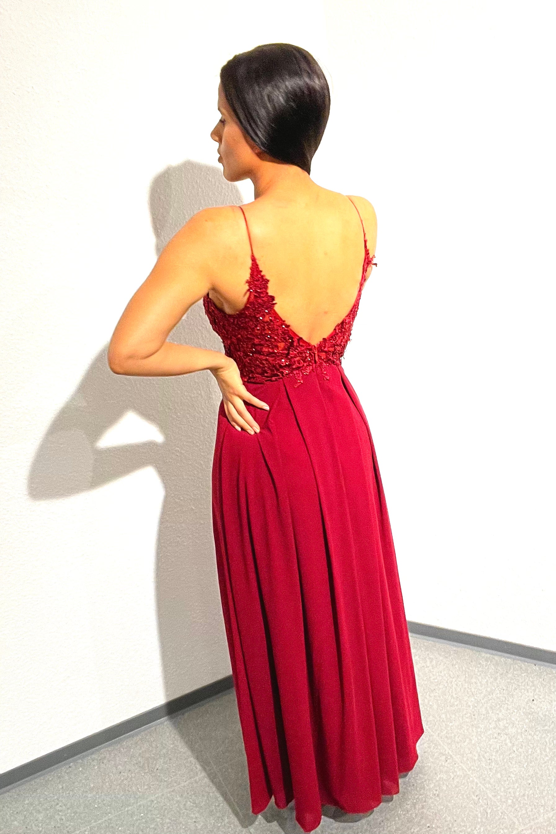 elegantes Ballkleid, bordeaux - Dein Kleiderladen