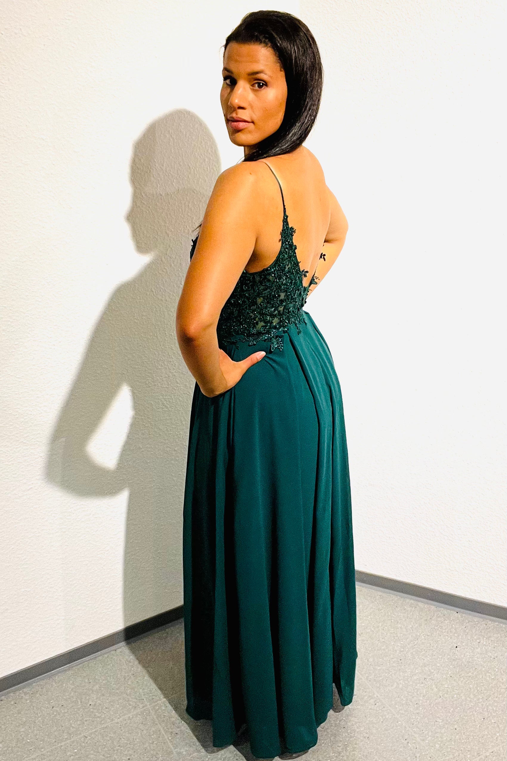 elegantes Ballkleid, dunkelgrün - Dein Kleiderladen