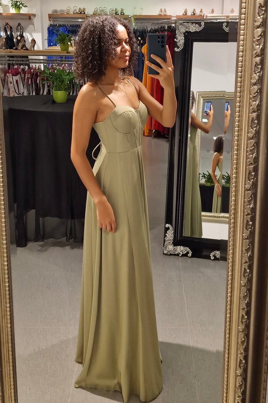 Ballkleid mit Corsage, oliv - Dein Kleiderladen
