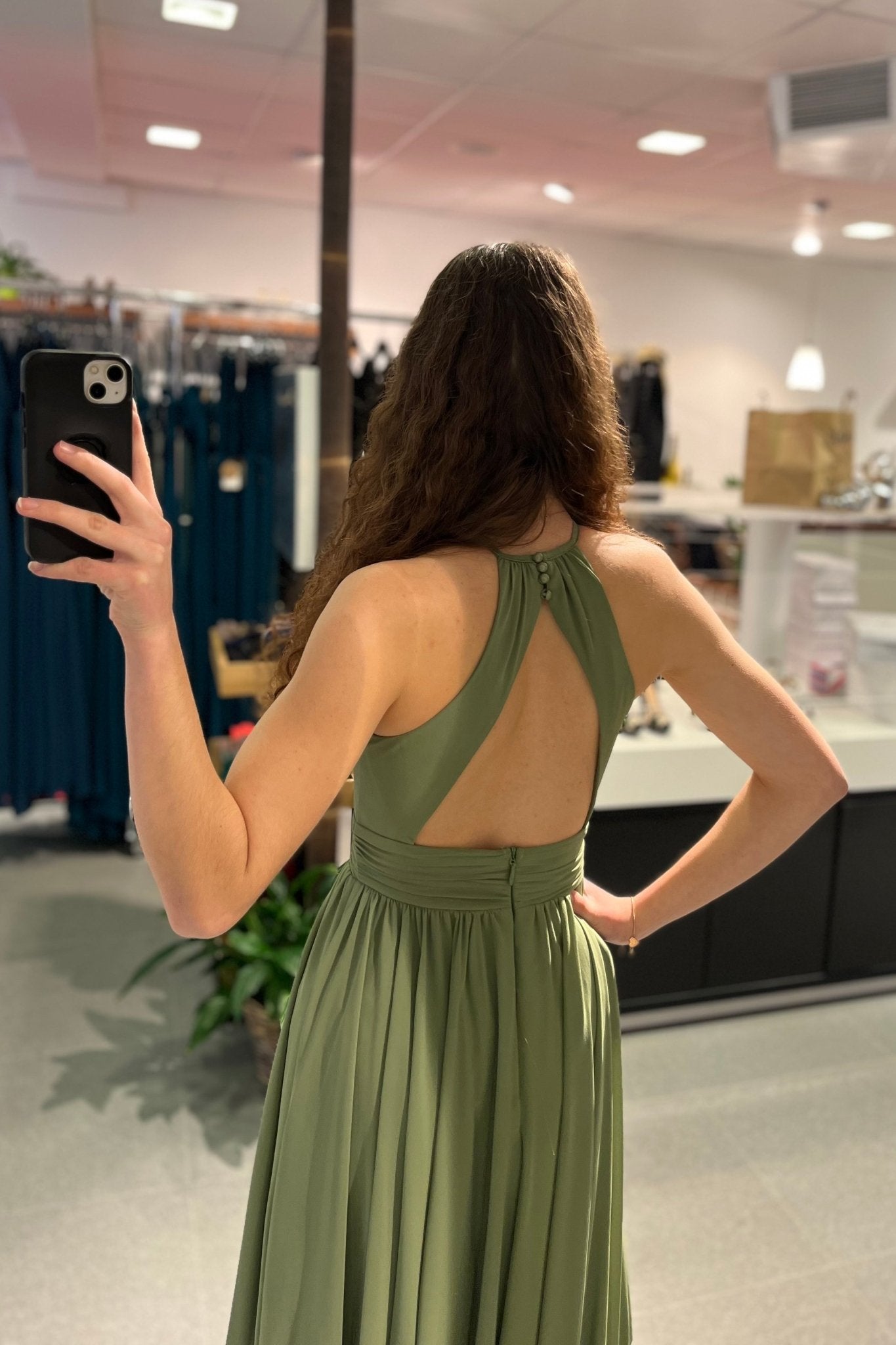 Kurzes Sommerkleid, olive - Dein Kleiderladen